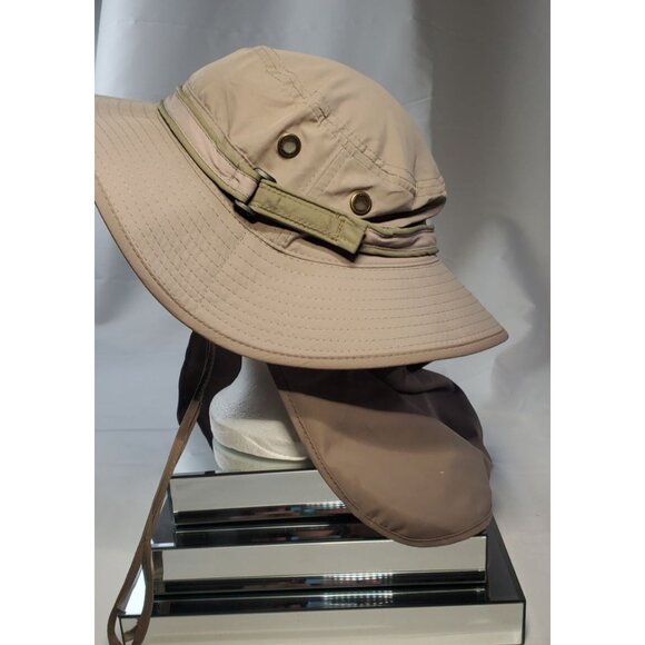 Outfly Brim Wide Hat Hiking Fishing Cap with Neck Flap Brown main image 6